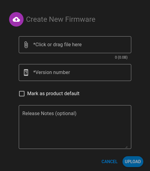 Create firmware dialog